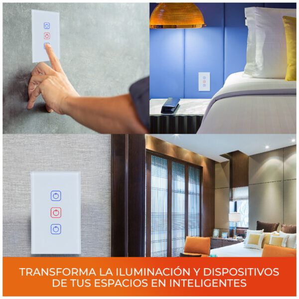 |INTERRUPTOR DE LUZ INTELIGENTE, 3 BOTONES TÁCTILES, WI-FI, BCO - Imagen 4